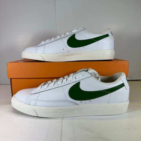Nike Blazer Low Leather White/Green CI6377-108 - Picture 1 of 7